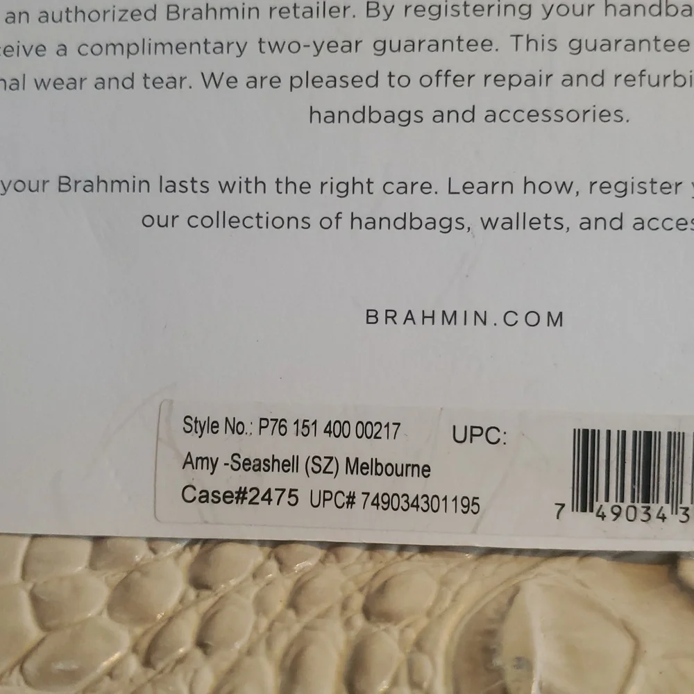 Brahmin. AMY SEASHELL Crocodile Embossed Shoulder Bag. NEVER USED With regist - Picture 10 of 10